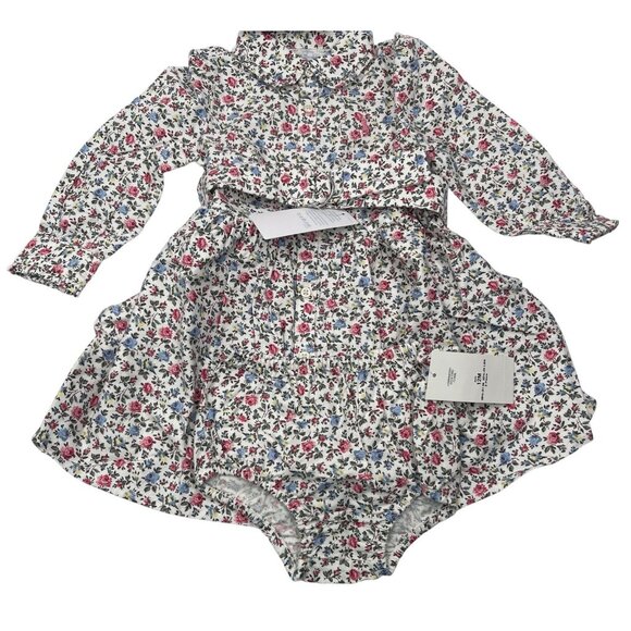 Ralph Laure Dress Girls Baby Size 12 Months Floral Ruffle Bloomers Long Sleeve - Picture 1 of 7